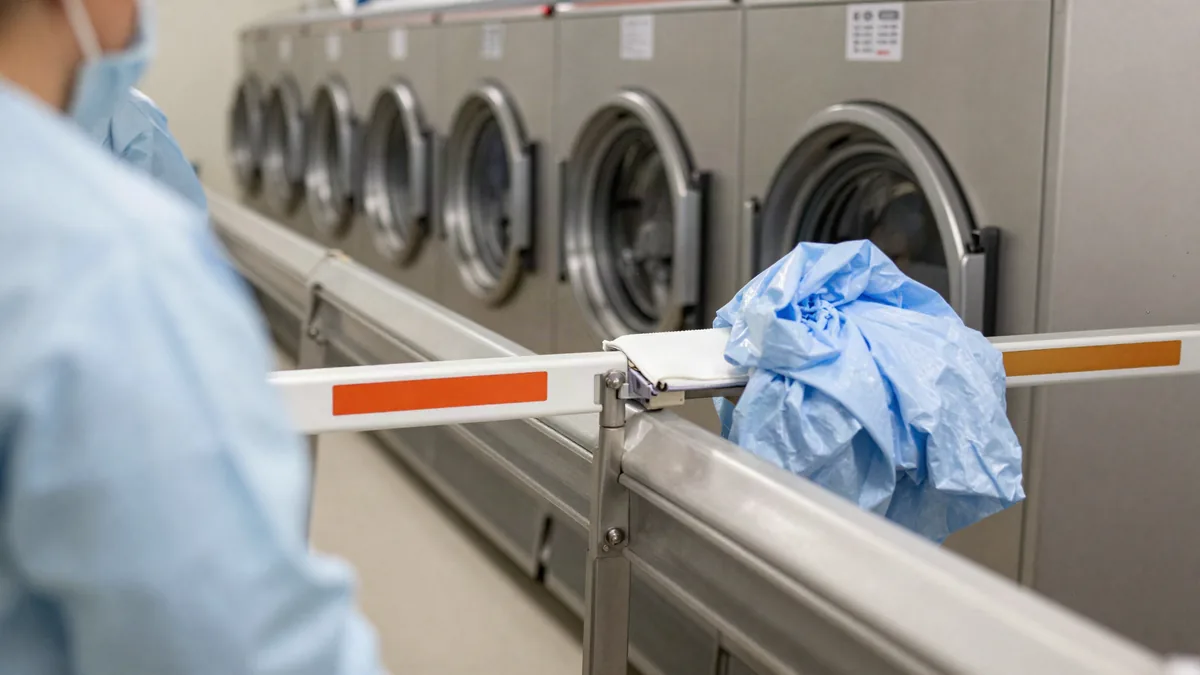 Commercial laundry facility illustrating Cleanroom Garment Programs ISO Classes Gowning