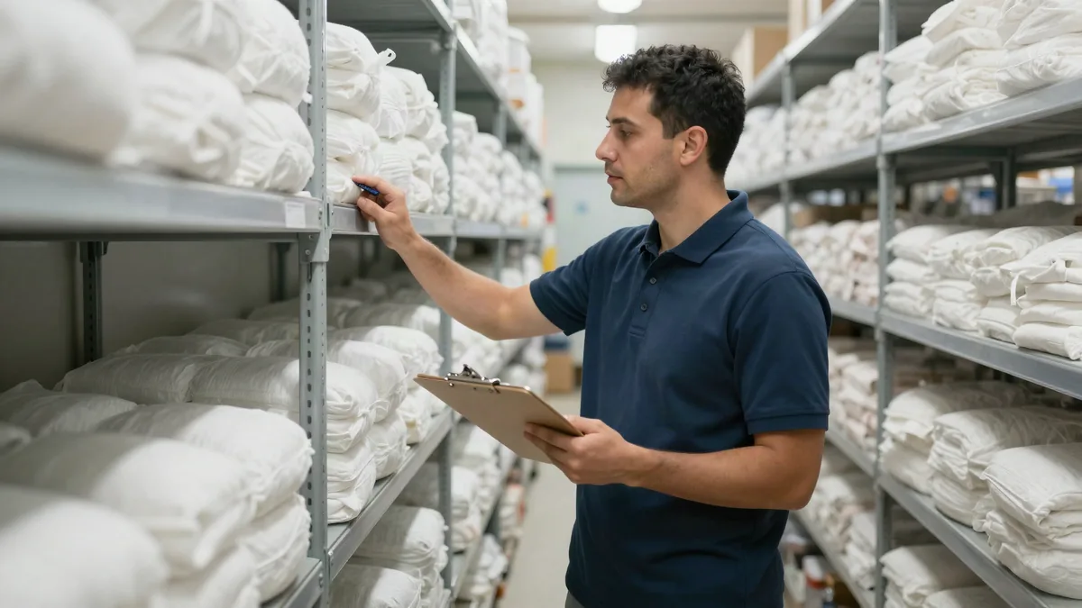 Commercial laundry facility illustrating Linen Cost Per Room Per Cover