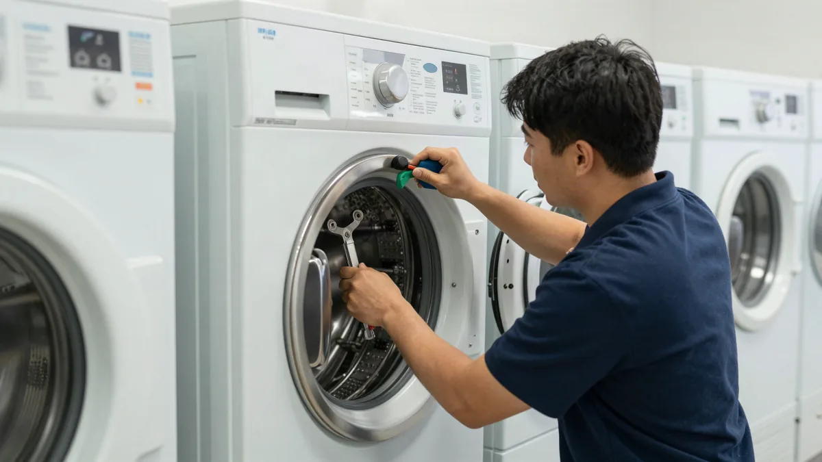 Commercial laundry facility illustrating Uniform Sizing Employee Onboarding Without Losing