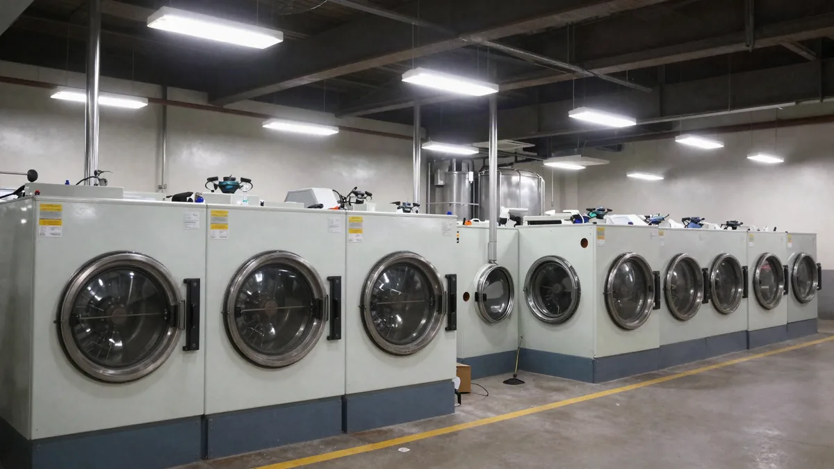 Commercial laundry facility illustrating Restaurant Linen Stains Wine Grease What's